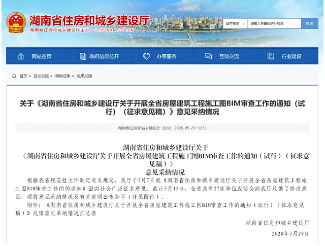 湖南全省6月1日試行施工圖BIM審查，設(shè)計院炸鍋，看住建廳對各家意見的回復(fù)情況
