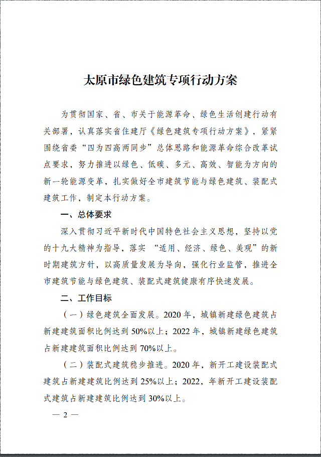 太原市住房和城鄉(xiāng)建設局關于印發(fā)《太原市綠色建筑專項行動方案》的通知
